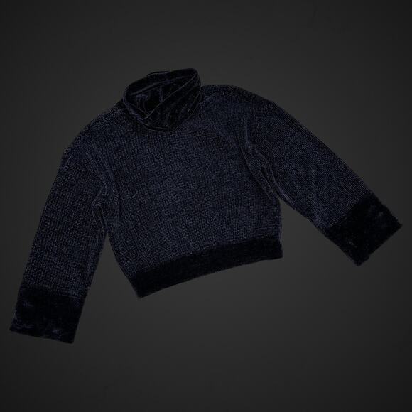 Prana Chenille Knit Blue Sweater High Neck Small Plush - Picture 1 of 8